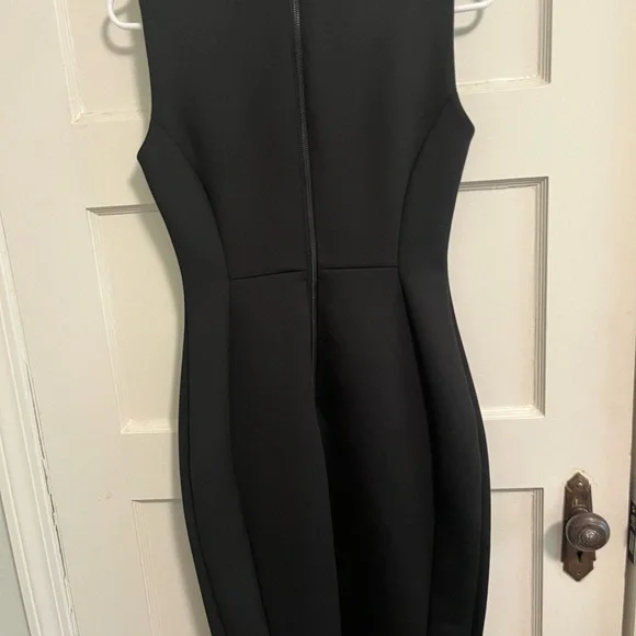 Calvin Klein Black Sheath Dress Crew Neck Midi - Picture 3 of 6